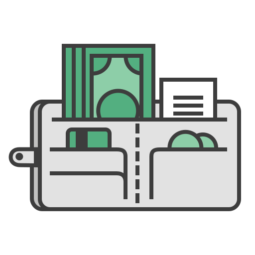 Cash, checkout, credit card, journey, money, travel, wallet icon